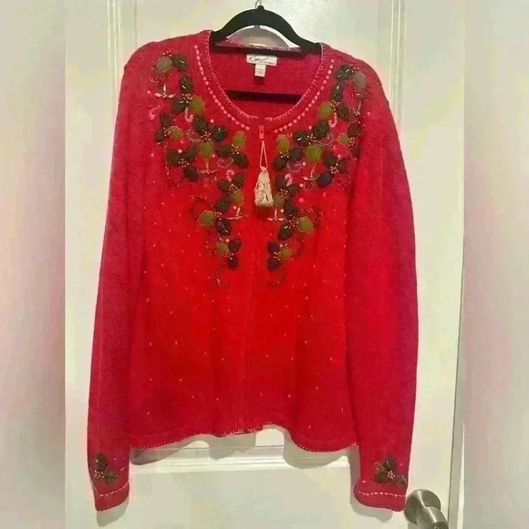 Kim Rogers Sweaters - Kim rogers women’s christmas holiday party embroidery sweater